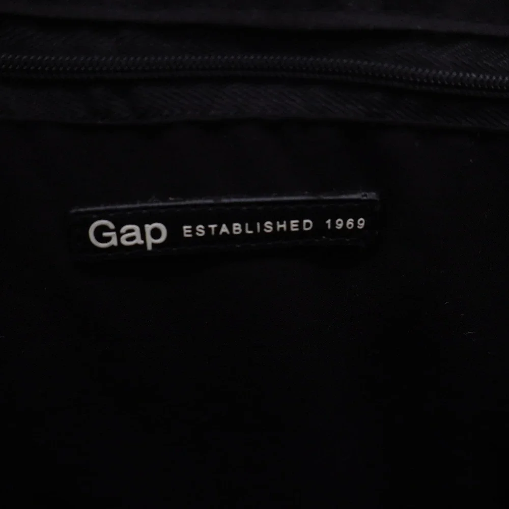 Gap Striped Straw Tote Bag Black Beige Woven Paper Beach Shoulder Bag